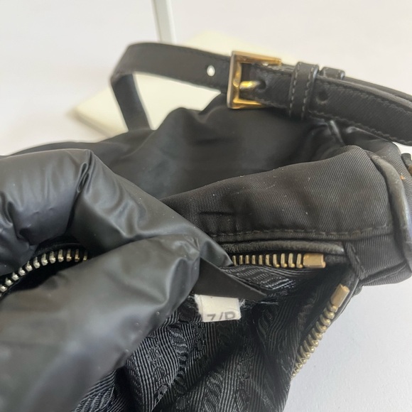 Prada Black Nylon Shoulder Bag with Gold Accents - Picture 3 of 15